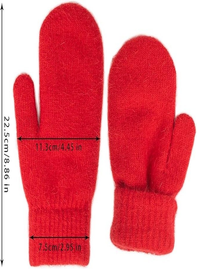 OVOY Winter Knitted Mittens Soft Warm Elastic Cold-Weather Thick Lining Gloves for Women and Men - Image 5